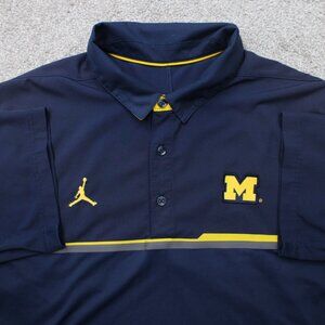Nike Jordan Michigan Polo Shirt Mens Large Blue Dri-Fit Short Sleeve Pullover